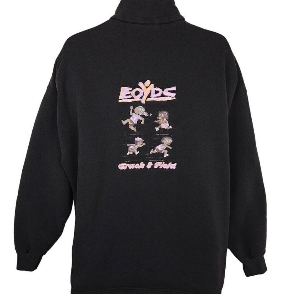 Vintage Oakland Track & Field Sweatshirt Mens Size XL Black EOYDC Mock Neck